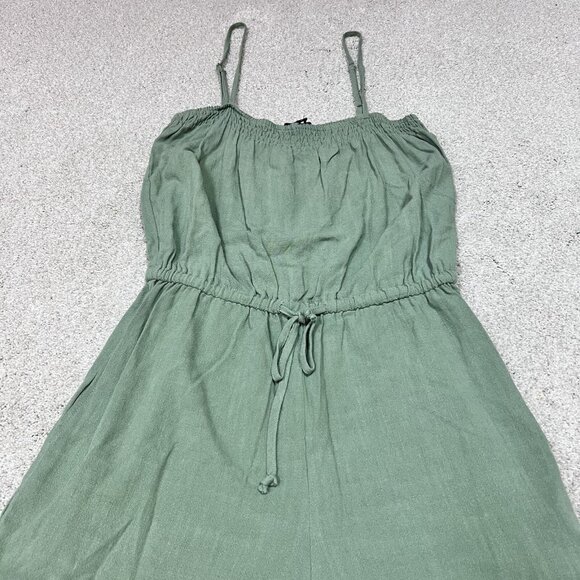 Wishlist Romper Women’s Green Sleeveless Size Medium Pockets Linen Blend - Picture 6 of 11